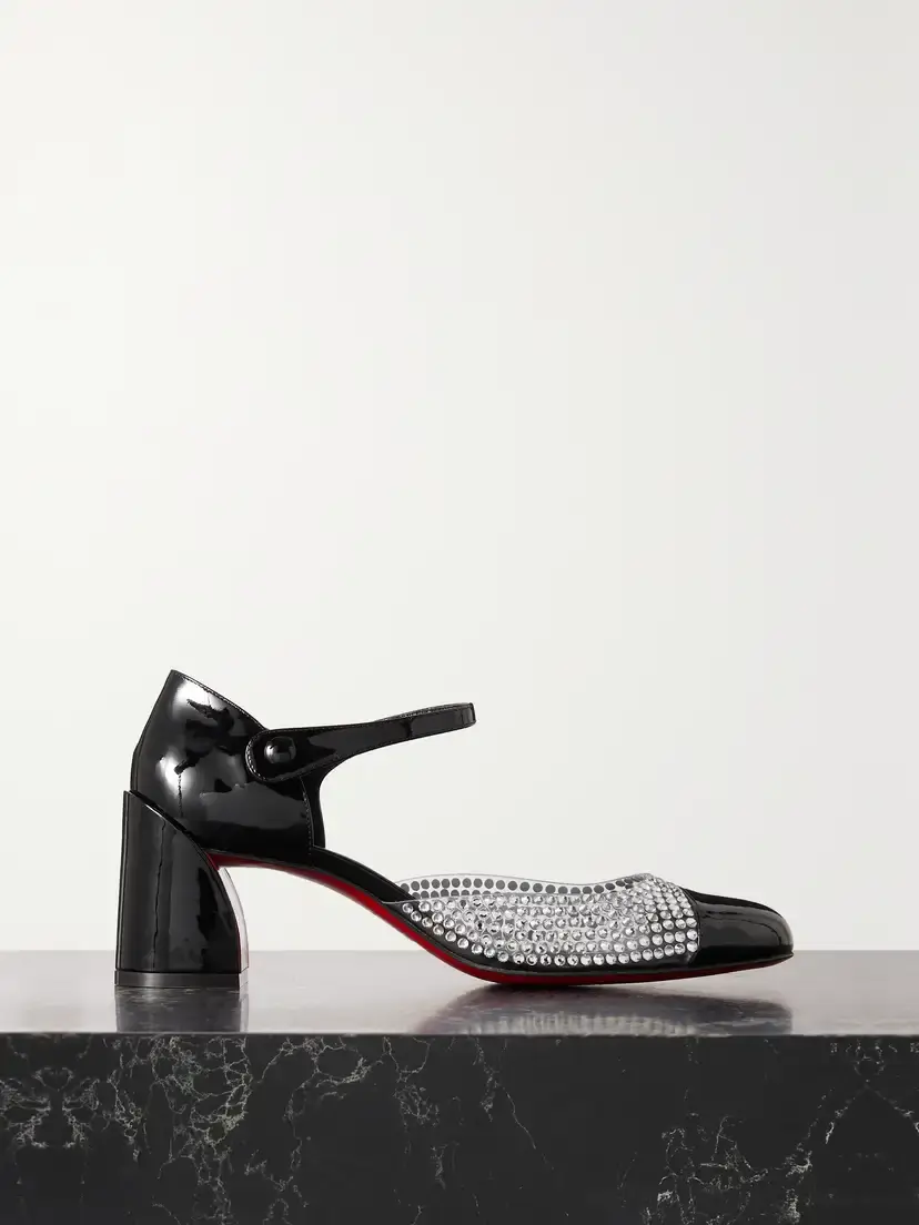 Christian Louboutin Miss Mj Strass 55 Pvc And Patent-leather Mary Jane Pumps | Image 1 Christian Louboutin Miss Mj Strass 55 Pvc And Patent-leather Mary Jane Pumps | Image 1