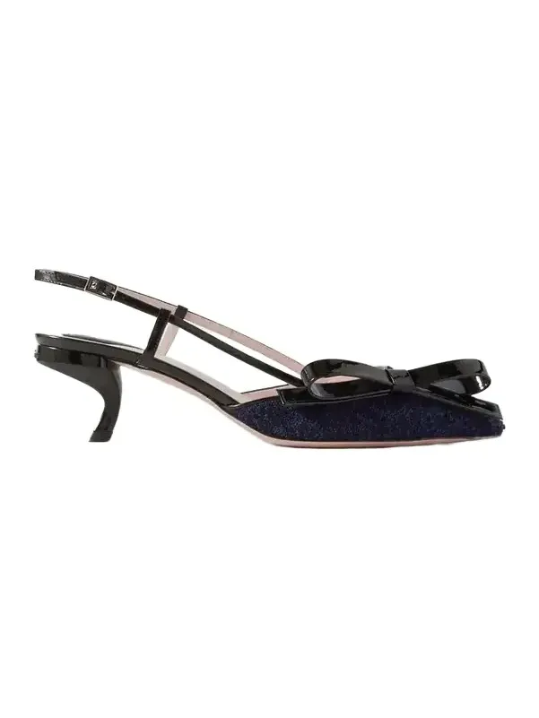 Roger Vivier Virgule 55 Patent-leather And Bouclé-tweed Slingback Pumps