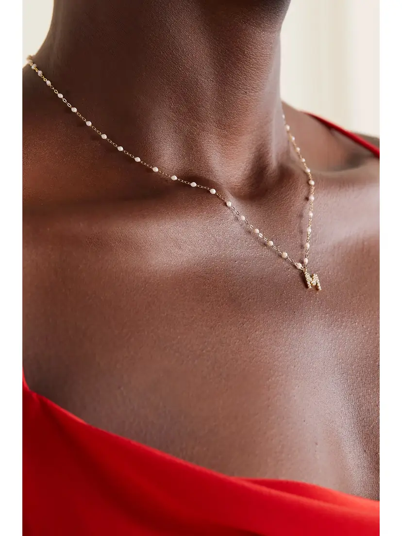 Gigi Clozeau Lucky Letter 18-karat Gold, Resin And Diamond Necklace | Thumbnail 2