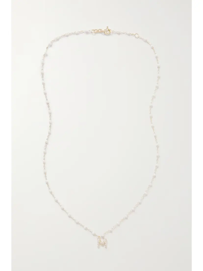 Gigi Clozeau Lucky Letter 18-karat Gold, Resin And Diamond Necklace | Thumbnail 4