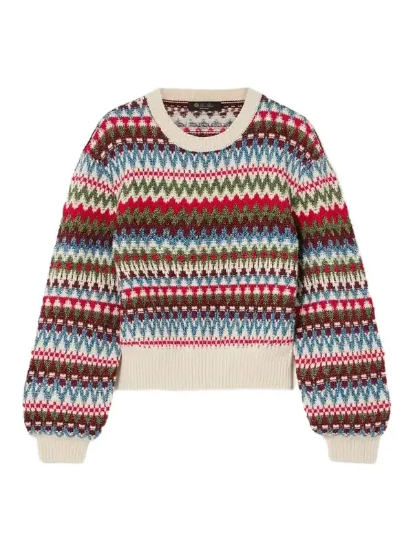 Loro Piana Trujillo Fair Isle Silk, Cashmere And Cotton-blend Sweater - Multi