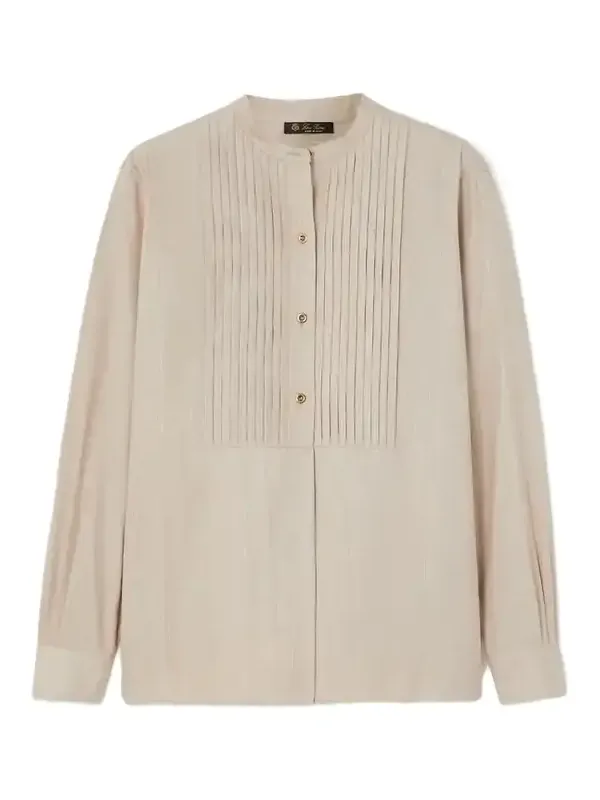Loro Piana Jalia Pintucked Crinkled-silk Blouse