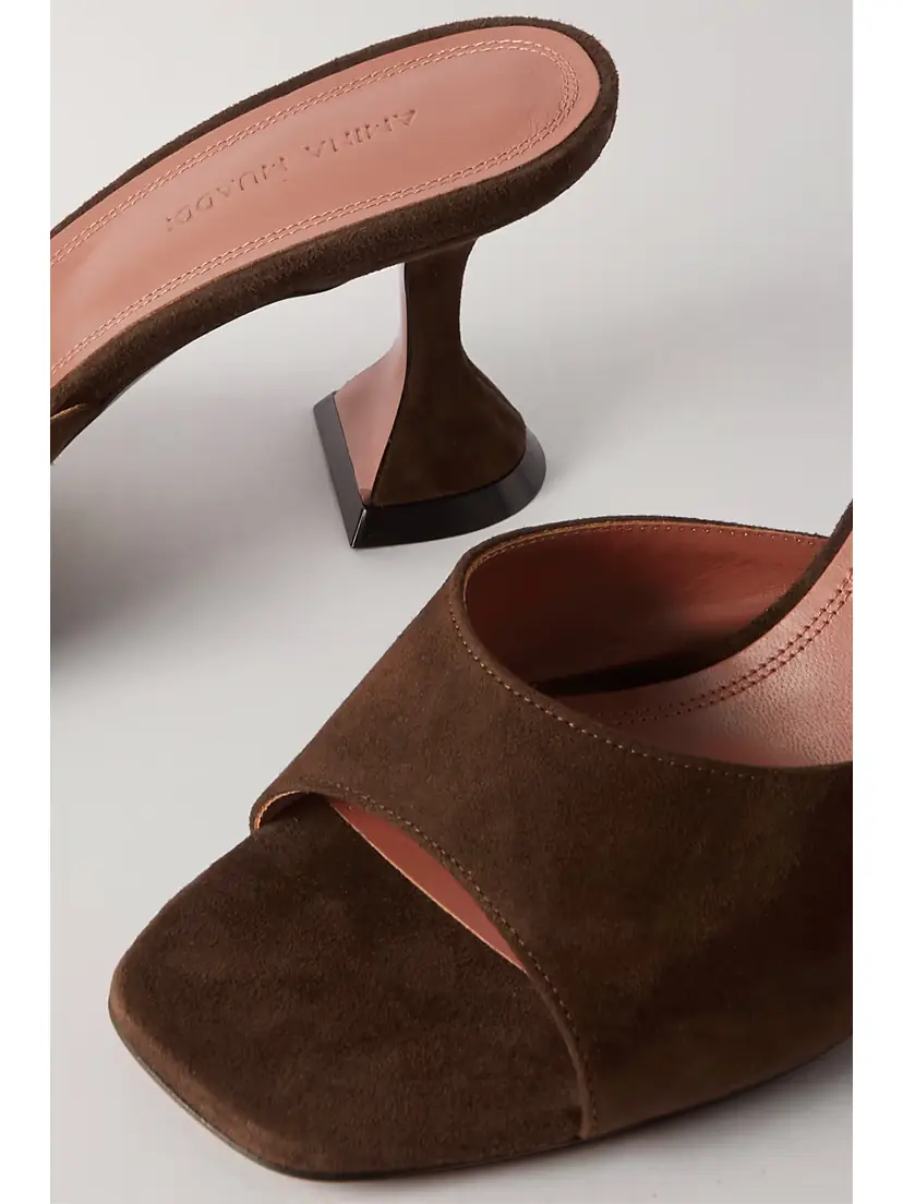 Amina Muaddi Lupita Suede Mules | Thumbnail 4 Amina Muaddi Lupita Suede Mules | Thumbnail 4