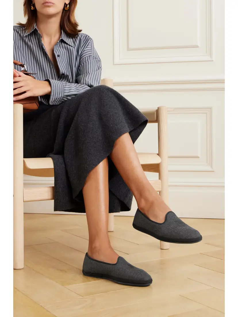Loro Piana Venice Embroidered Cashmere-blend Flannel Slippers | Thumbnail 2
