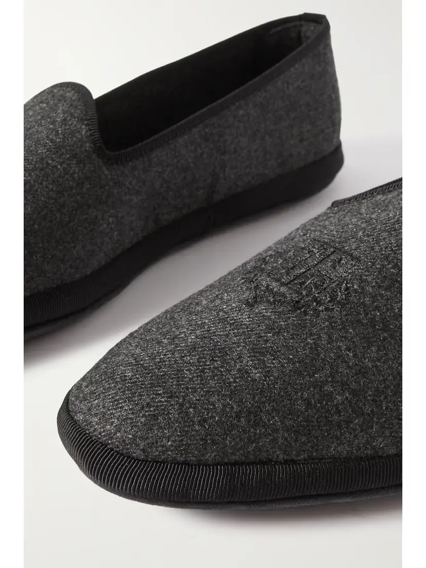 Loro Piana Venice Embroidered Cashmere-blend Flannel Slippers | Thumbnail 4