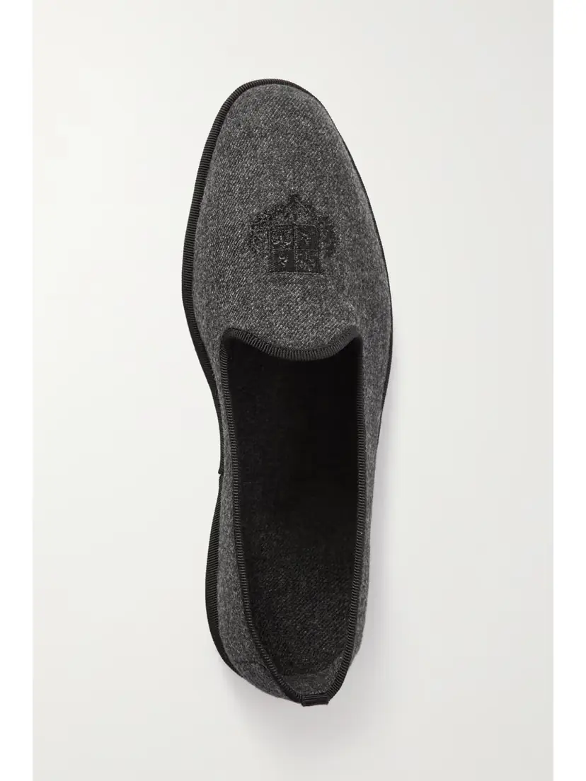 Loro Piana Venice Embroidered Cashmere-blend Flannel Slippers | Thumbnail 5
