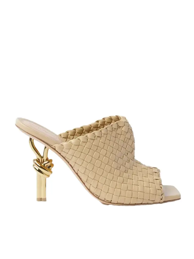 Bottega Veneta Knot Embellished Intrecciato Leather Mules | Image 1 Bottega Veneta Knot Embellished Intrecciato Leather Mules | Image 1