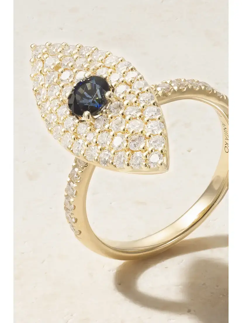Anita Ko Evil Eye 18-karat Gold, Sapphire And Diamond Ring | Thumbnail 4