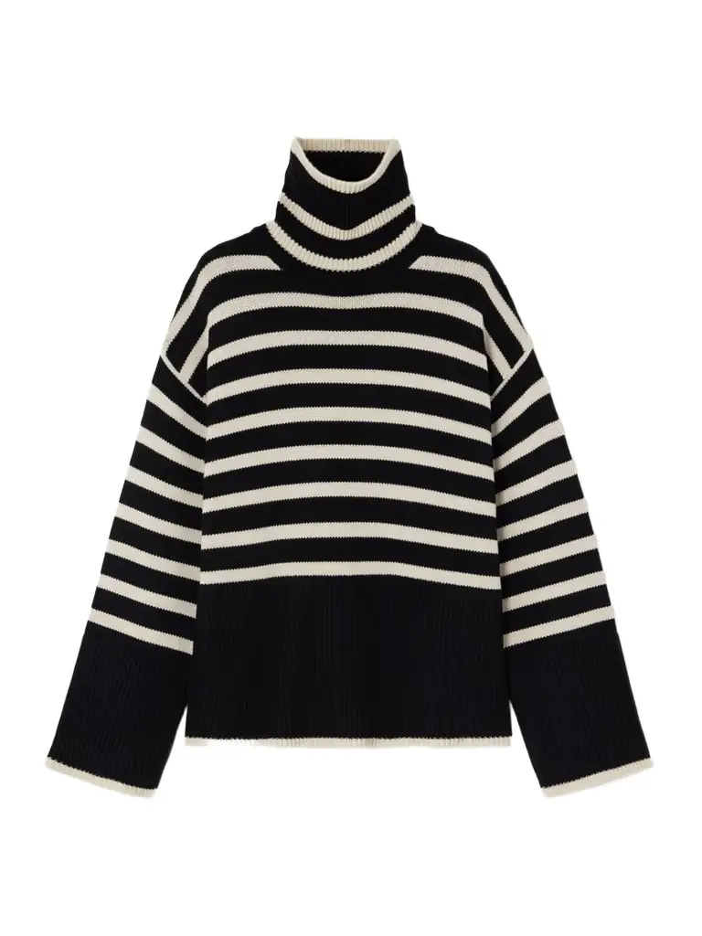 Striped Wool-blend Turtleneck Sweater