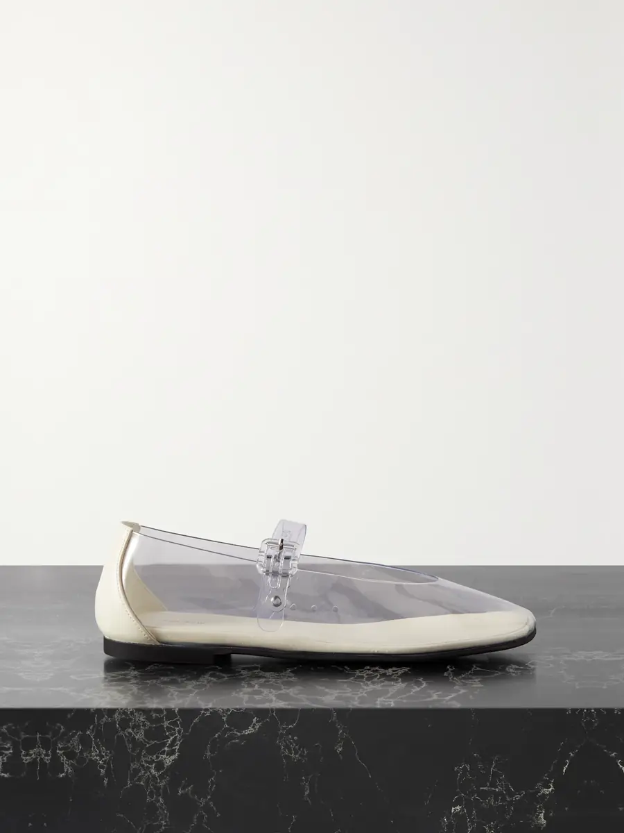 Boheme Leather-trimmed Pvc Mary Jane Ballet Flats