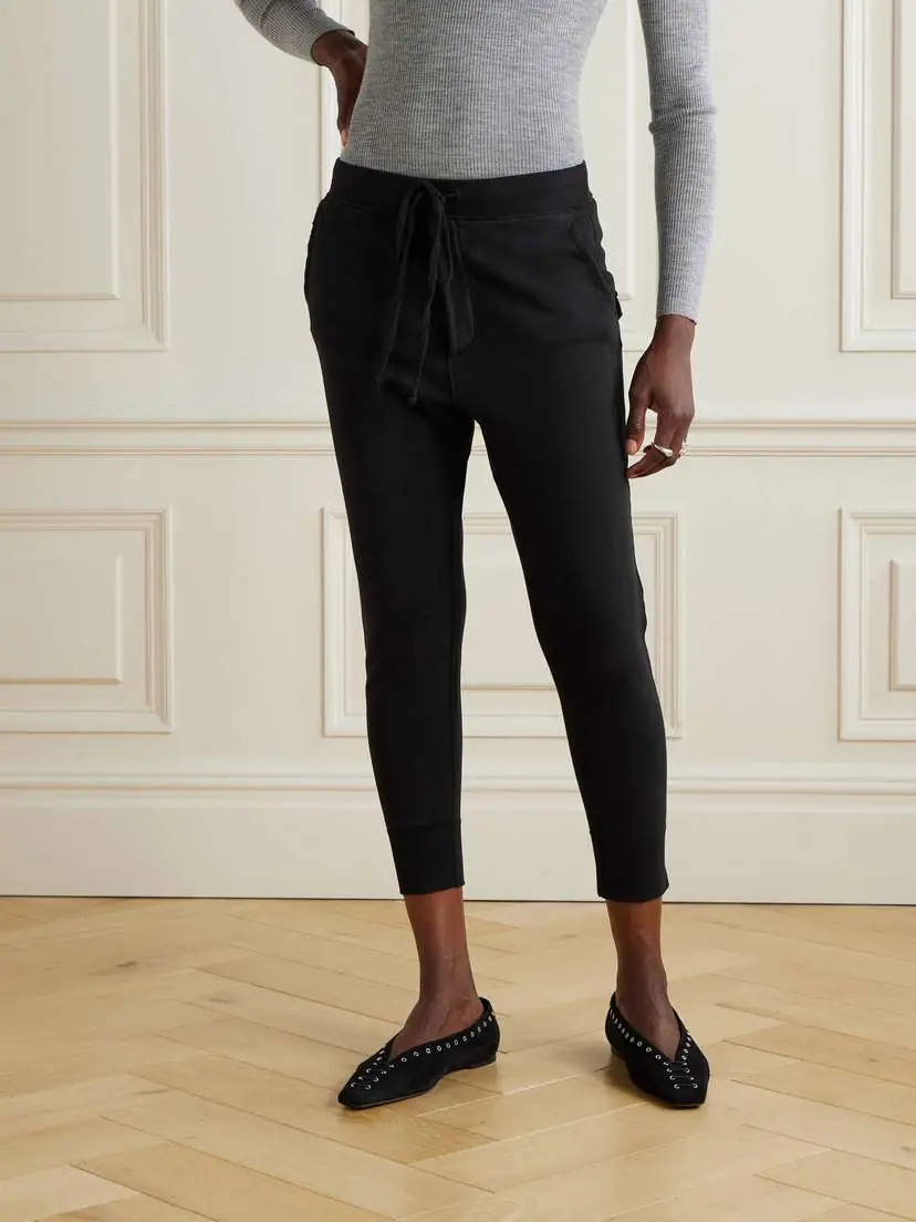 Nili Lotan Nolan Cropped Cotton-jersey Track Pants | Thumbnail 3
