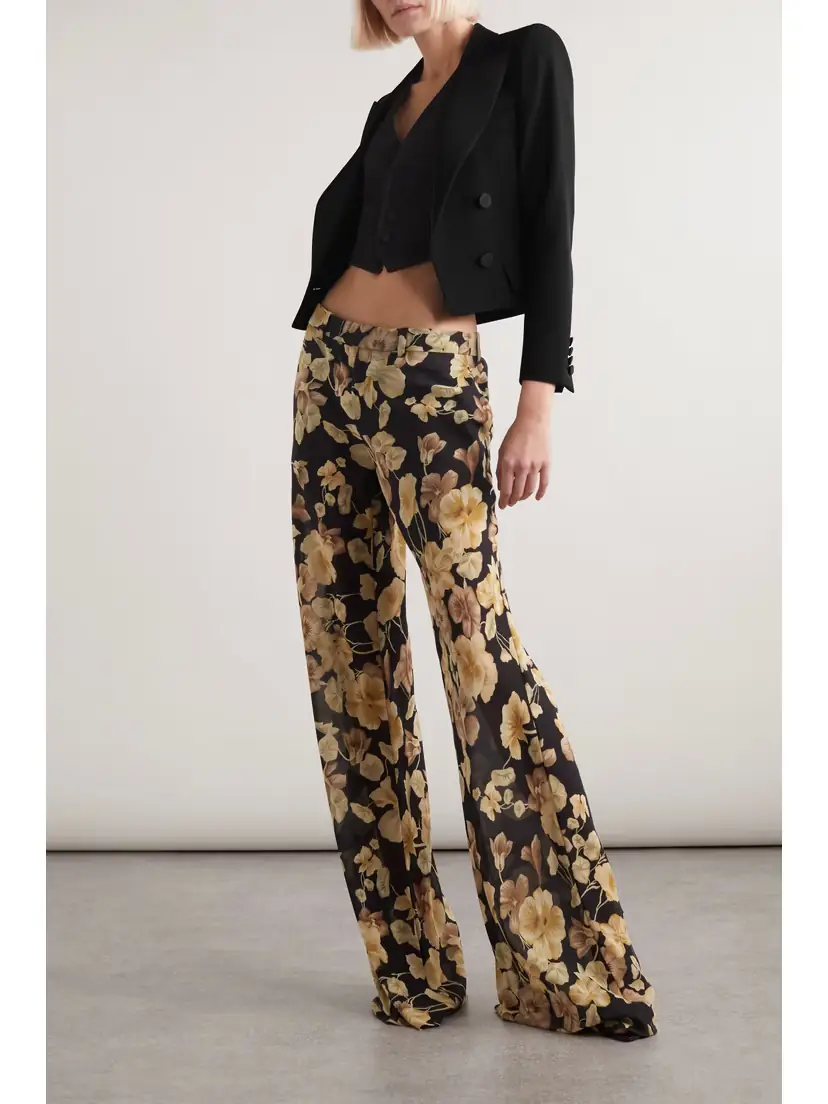 Saint Laurent Cropped Satin-trimmed Grain De Poudre Wool Jacket | Thumbnail 2 Saint Laurent Cropped Satin-trimmed Grain De Poudre Wool Jacket | Thumbnail 2