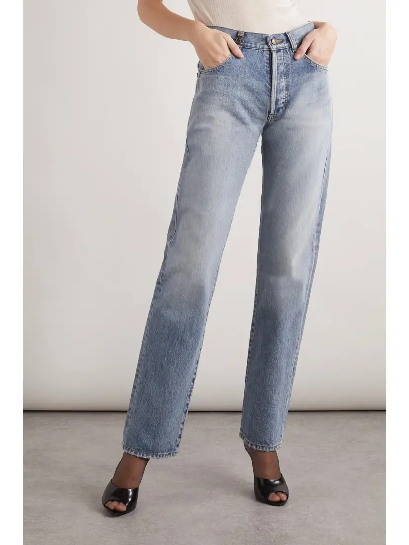 Saint Laurent Cassandre Embellished High-rise Straight-leg Jeans | Thumbnail 3