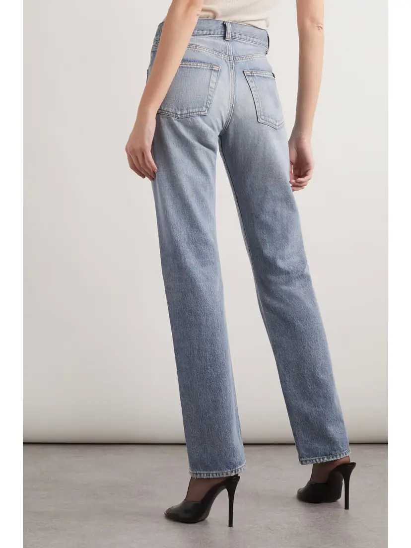 Saint Laurent Cassandre Embellished High-rise Straight-leg Jeans | Thumbnail 4