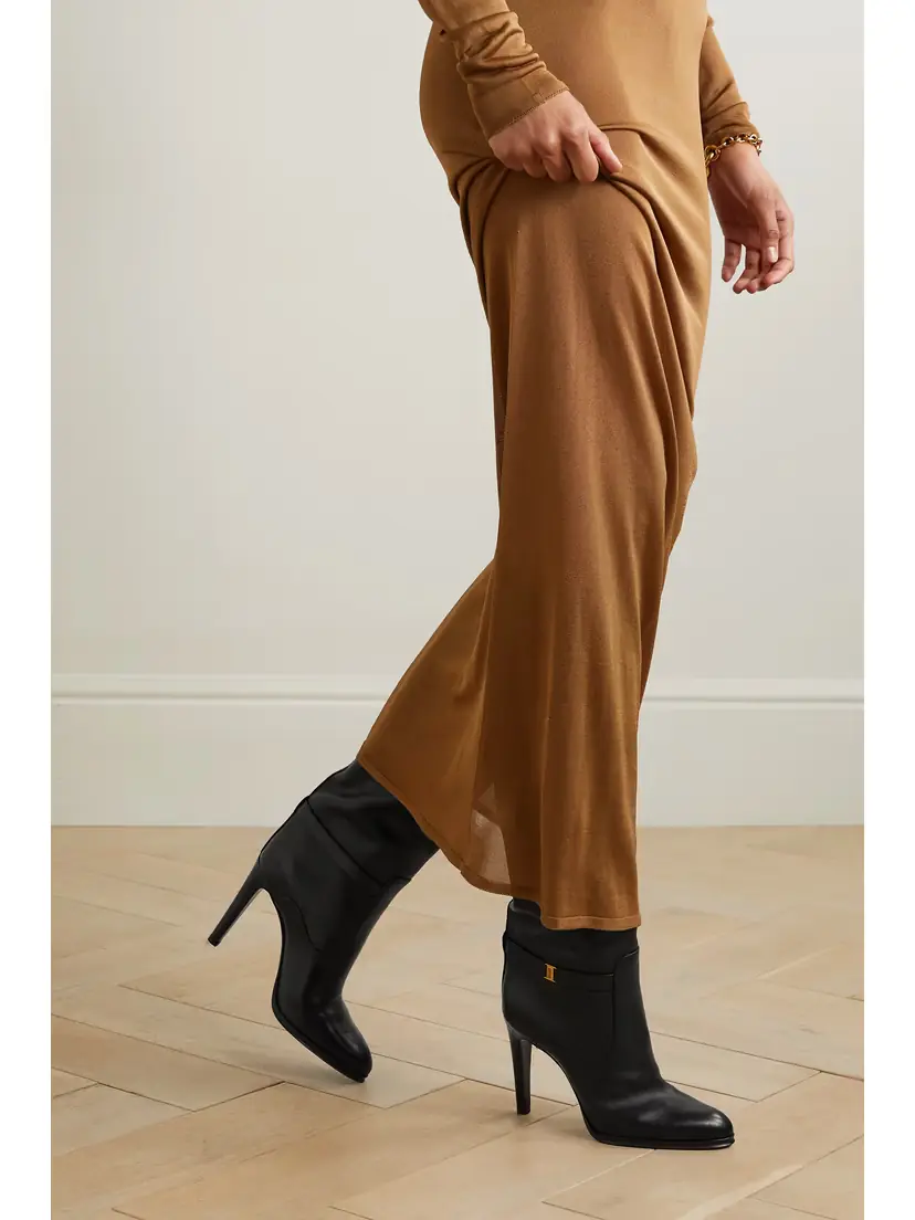 Saint Laurent Diane Logo-embellished Leather Knee Boots | Thumbnail 2 Saint Laurent Diane Logo-embellished Leather Knee Boots | Thumbnail 2