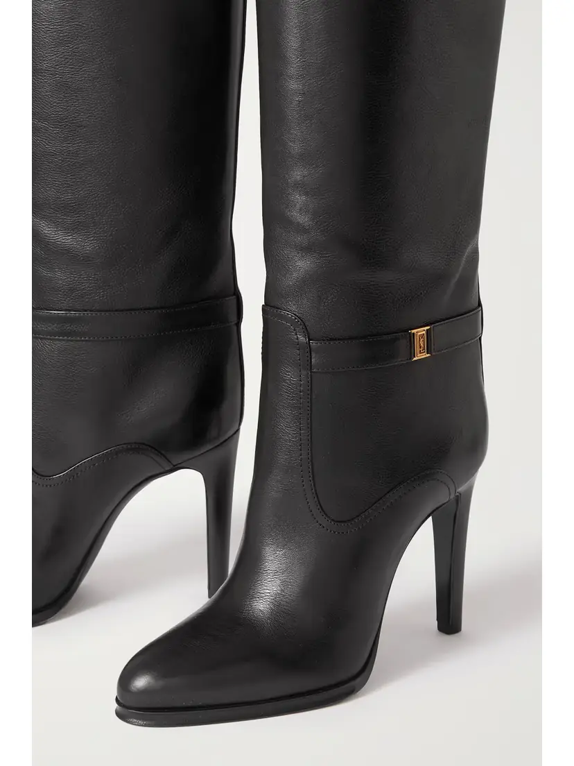 Saint Laurent Diane Logo-embellished Leather Knee Boots | Thumbnail 4 Saint Laurent Diane Logo-embellished Leather Knee Boots | Thumbnail 4