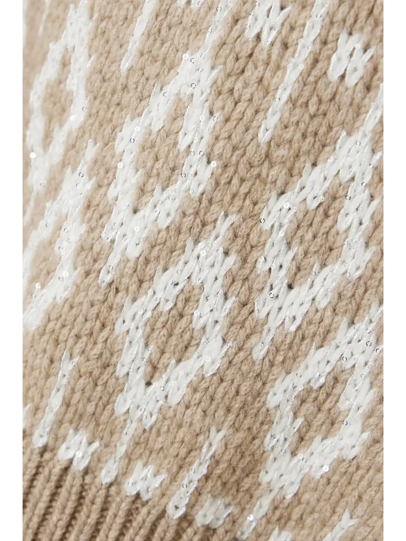 Brunello Cucinelli Sequin-embellished Fair Isle Cashmere Sweater | Thumbnail 4