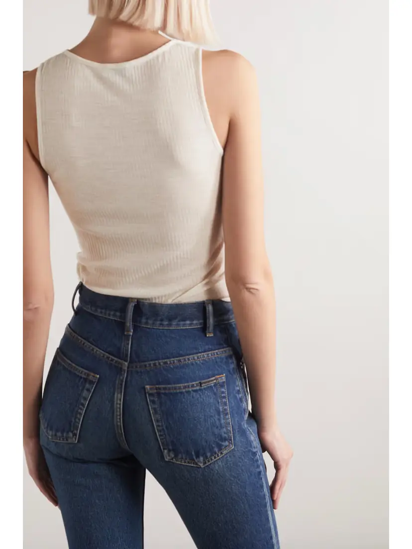 Saint Laurent Cassandre Embroidered Ribbed Wool Tank | Thumbnail 3