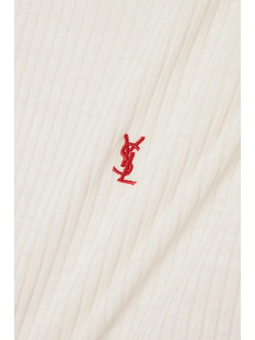 Saint Laurent Cassandre Embroidered Ribbed Wool Tank | Thumbnail 4