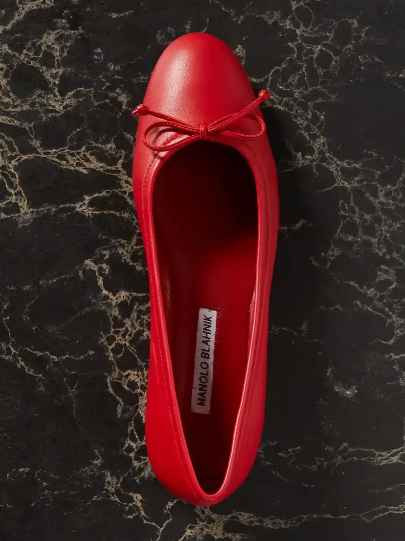 Manolo Blahnik Veralli Bow-detailed Leather Ballet Flats | Thumbnail 5