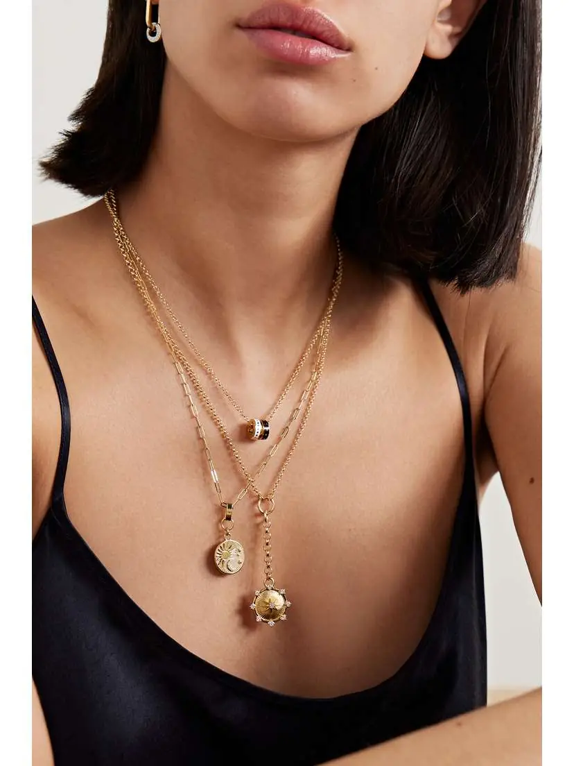 Foundrae Resilience + Wholeness Heart Beat 18-karat Gold And Enamel Necklace | Thumbnail 5