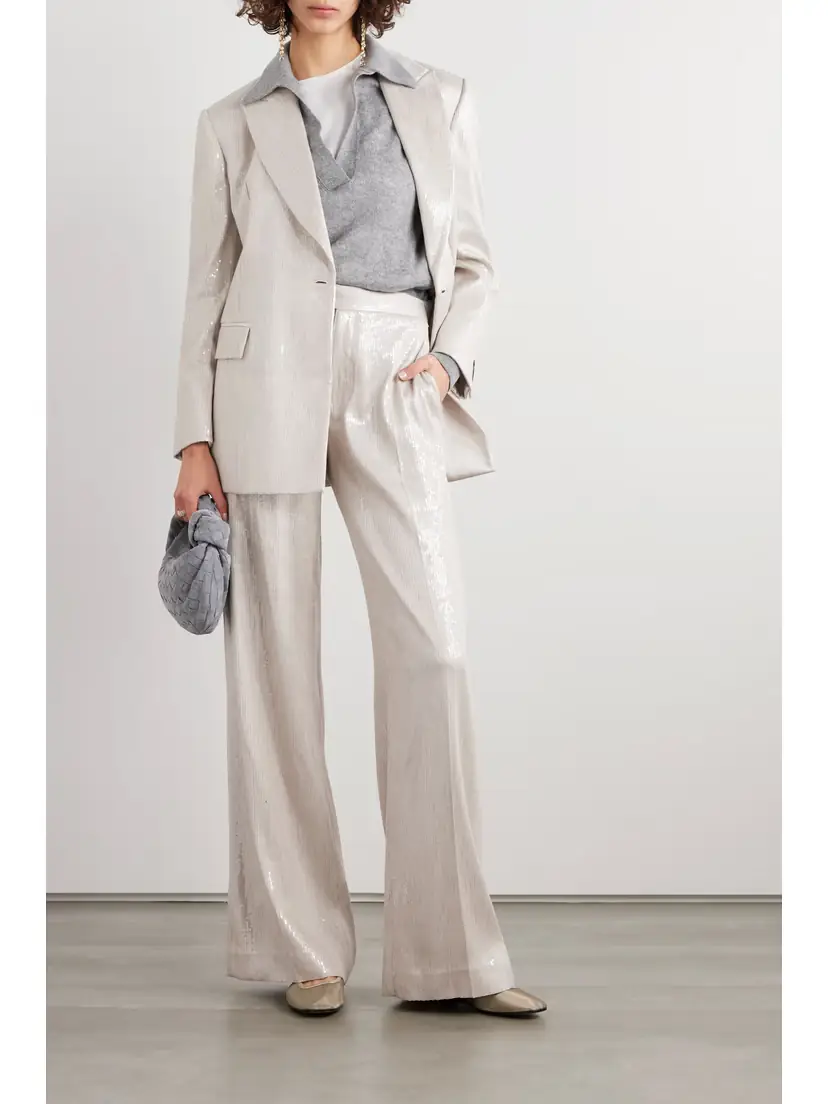 Brunello Cucinelli Sequined Crepe Wide-leg Pants | Thumbnail 2 Brunello Cucinelli Sequined Crepe Wide-leg Pants | Thumbnail 2