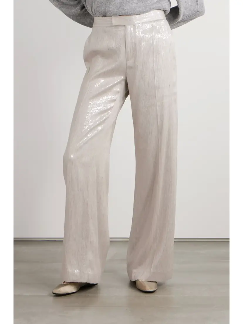 Brunello Cucinelli Sequined Crepe Wide-leg Pants | Thumbnail 3 Brunello Cucinelli Sequined Crepe Wide-leg Pants | Thumbnail 3