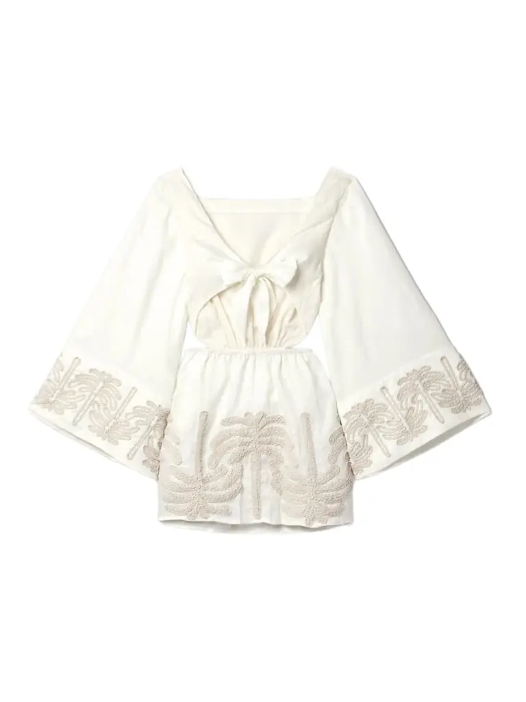 + Net Sustain Shared Present Embroidered Linen And Cotton-blend Mini Dress