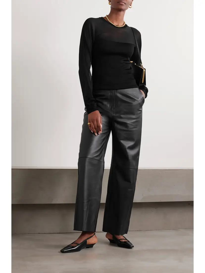 TOTEME + Net Sustain Paneled Leather Wide-leg Pants | Thumbnail 2 TOTEME + Net Sustain Paneled Leather Wide-leg Pants | Thumbnail 2