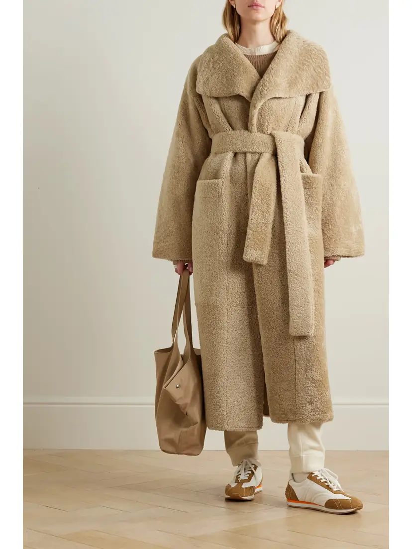 TOTEME Belted Shearling Coat | Thumbnail 2 TOTEME Belted Shearling Coat | Thumbnail 2