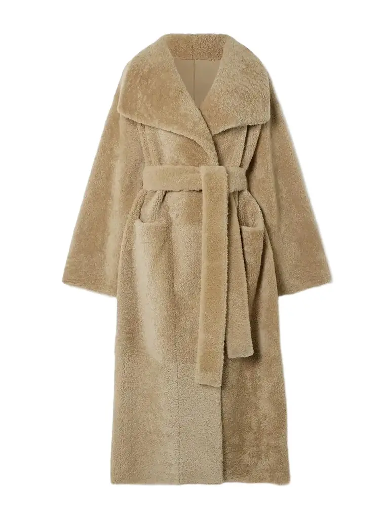 TOTEME Belted Shearling Coat | Thumbnail 1 TOTEME Belted Shearling Coat | Thumbnail 1