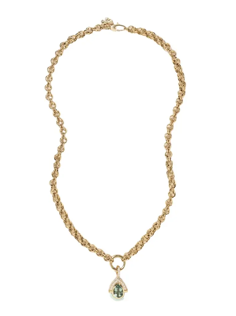 Mason and Books Droplet 14-karat Gold Opal, Prasiolite And Diamond Necklace | Image 1 Mason and Books Droplet 14-karat Gold Opal, Prasiolite And Diamond Necklace | Image 1