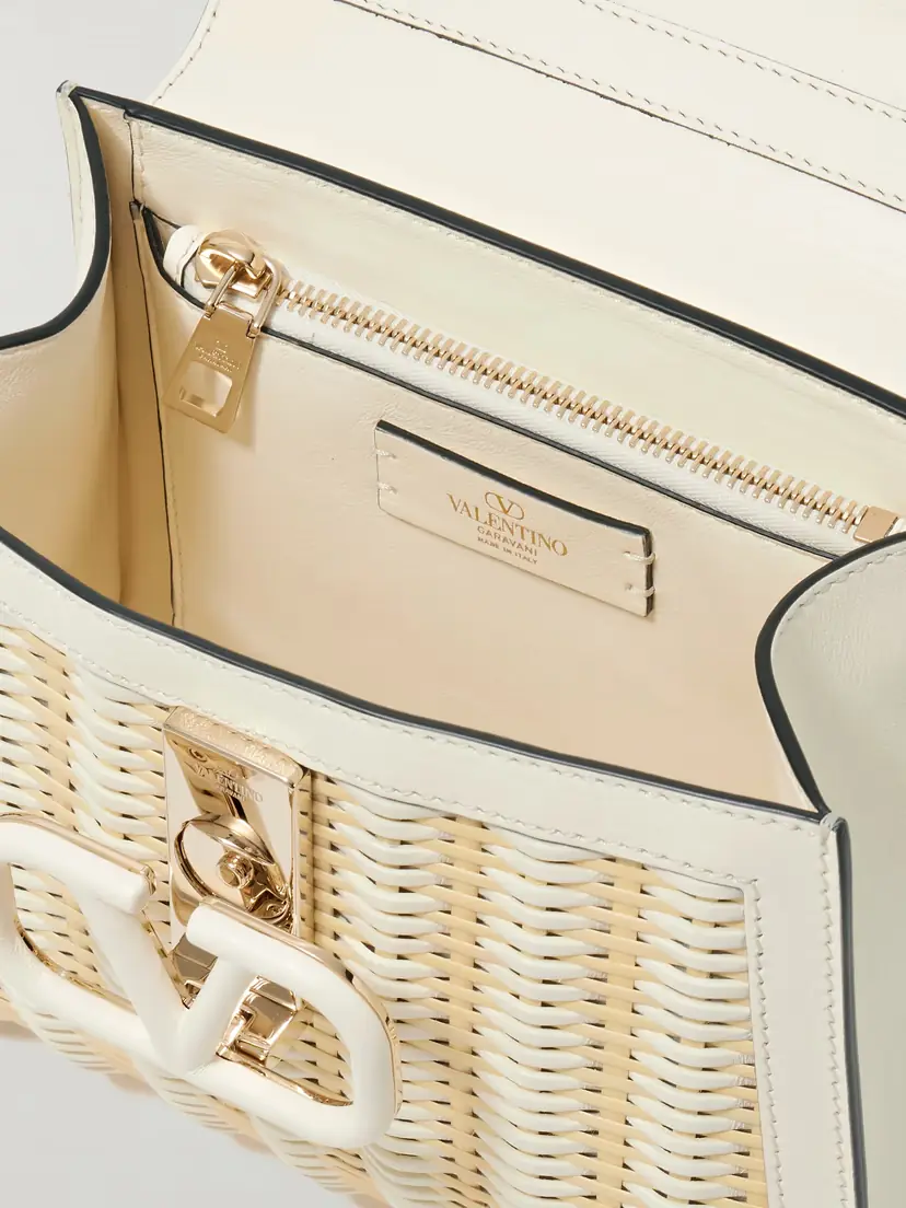 Valentino Garavani Vsling Small Raffia And Leather Shoulder Bag | Thumbnail 5 Valentino Garavani Vsling Small Raffia And Leather Shoulder Bag | Thumbnail 5