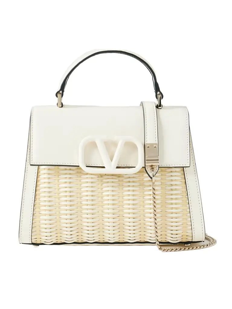 Valentino Garavani Vsling Small Raffia And Leather Shoulder Bag | Thumbnail 1 Valentino Garavani Vsling Small Raffia And Leather Shoulder Bag | Thumbnail 1