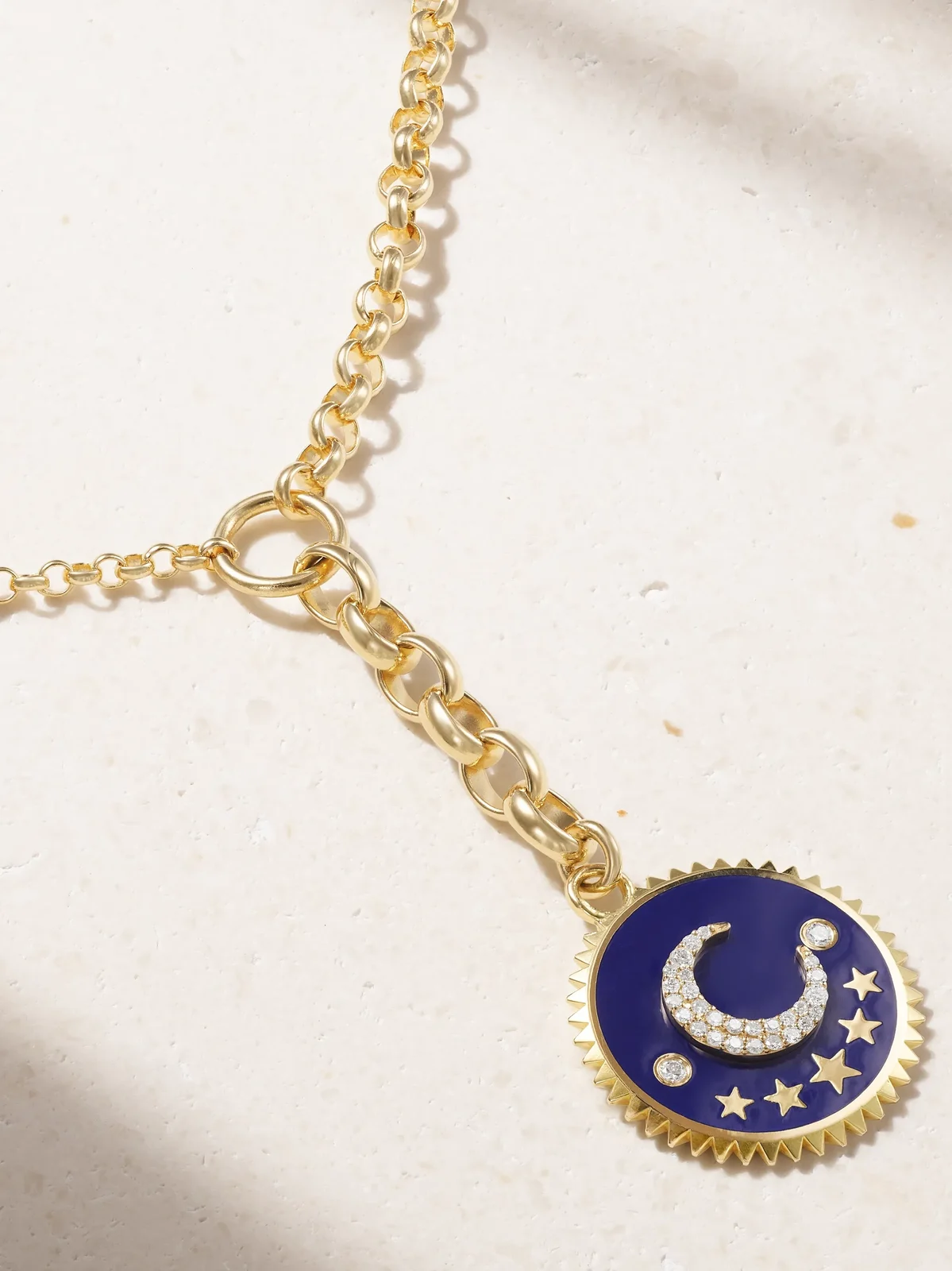 Blue Crescent 18-karat Gold, Diamond And Enamel Necklace Blue Crescent 18-karat Gold, Diamond And Enamel Necklace