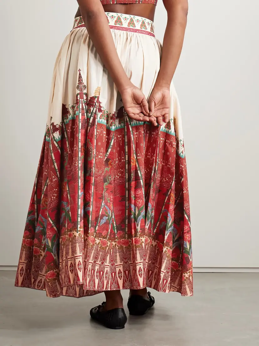 Emporio Sirenuse + Net Sustain Ombretta Pleated Printed Cotton Maxi Skirt - IT38 | Thumbnail 3 Emporio Sirenuse + Net Sustain Ombretta Pleated Printed Cotton Maxi Skirt - IT38 | Thumbnail 3