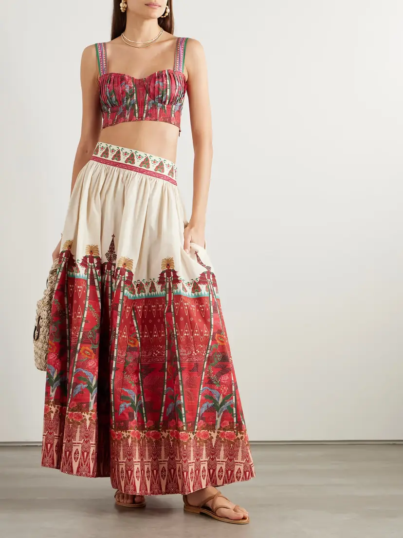 Emporio Sirenuse + Net Sustain Dalia Pleated Printed Cotton Bustier Top | Thumbnail 2 Emporio Sirenuse + Net Sustain Dalia Pleated Printed Cotton Bustier Top | Thumbnail 2