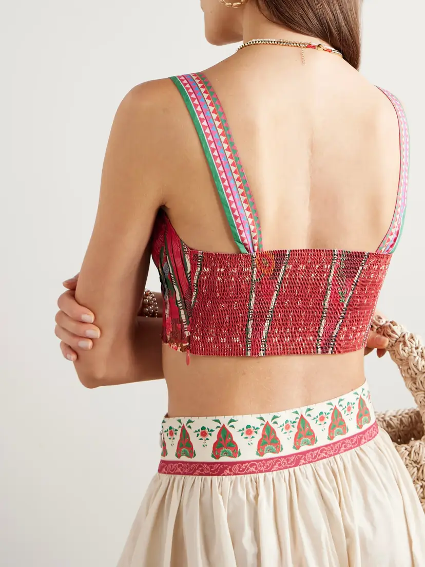 Emporio Sirenuse + Net Sustain Dalia Pleated Printed Cotton Bustier Top | Thumbnail 3 Emporio Sirenuse + Net Sustain Dalia Pleated Printed Cotton Bustier Top | Thumbnail 3
