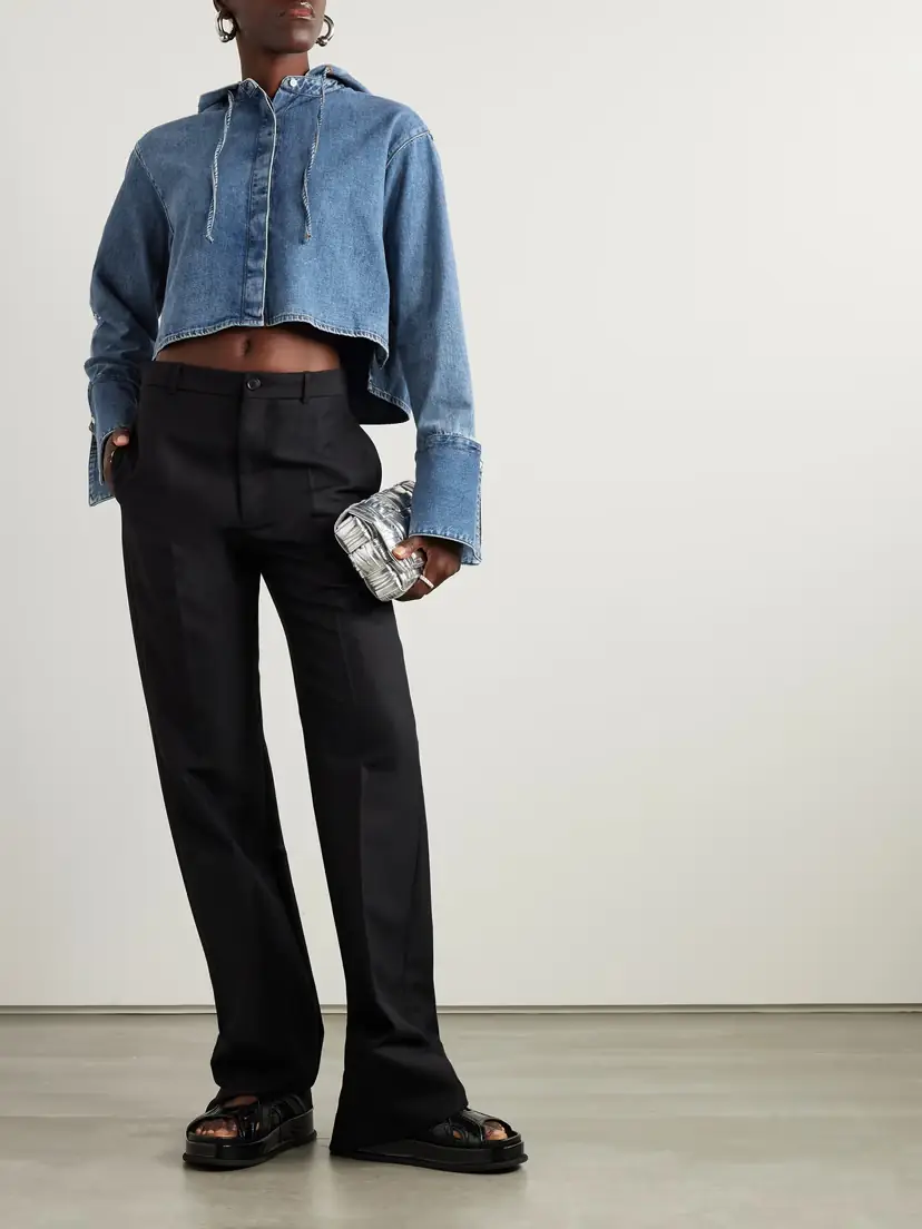 Loewe Hooded Cropped Appliquéd Denim Shirt | Thumbnail 2 Loewe Hooded Cropped Appliquéd Denim Shirt | Thumbnail 2