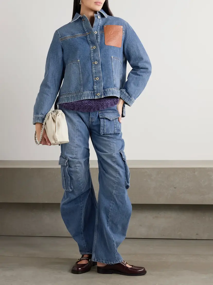 Loewe Leather-trimmed Denim Jacket | Thumbnail 2 Loewe Leather-trimmed Denim Jacket | Thumbnail 2