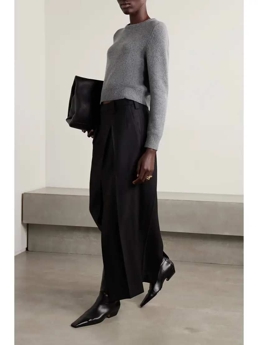 Nili Lotan Poppy Cropped Brushed Cashmere Sweater | Thumbnail 2 Nili Lotan Poppy Cropped Brushed Cashmere Sweater | Thumbnail 2