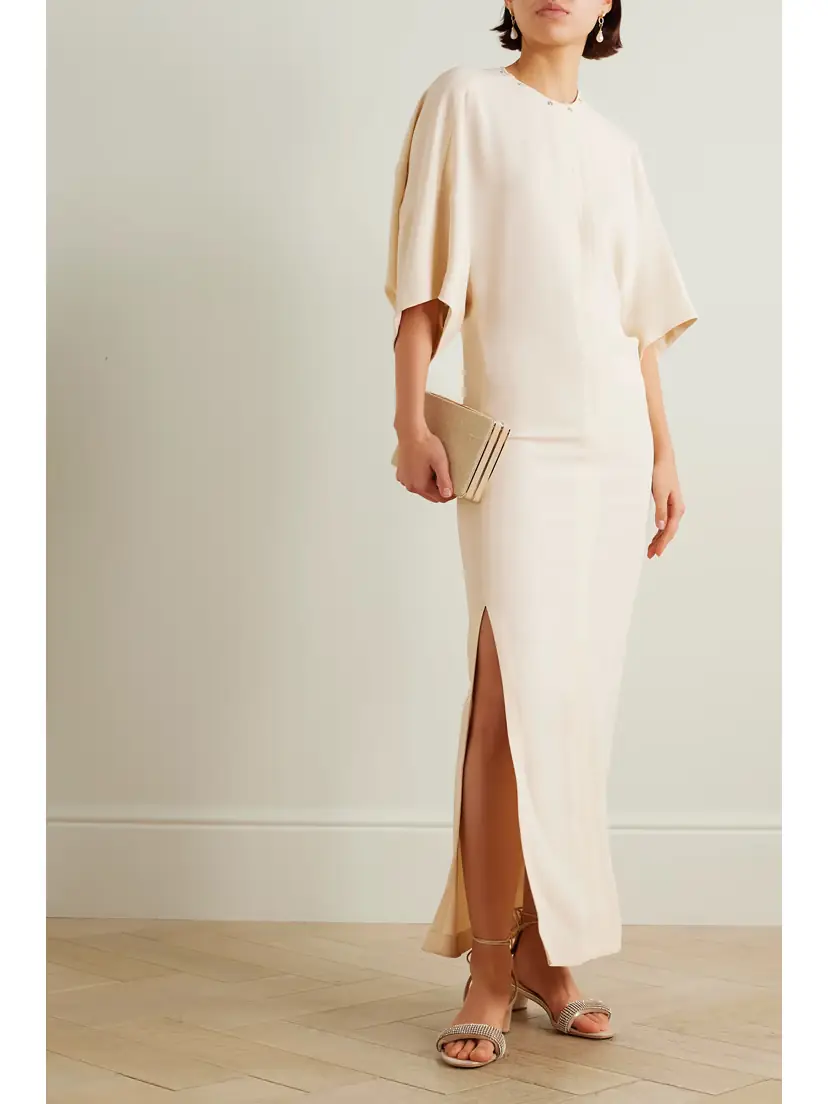 Stella McCartney Falabella Crystal-embellished Paneled Cady Maxi Dress | Thumbnail 3 Stella McCartney Falabella Crystal-embellished Paneled Cady Maxi Dress | Thumbnail 3