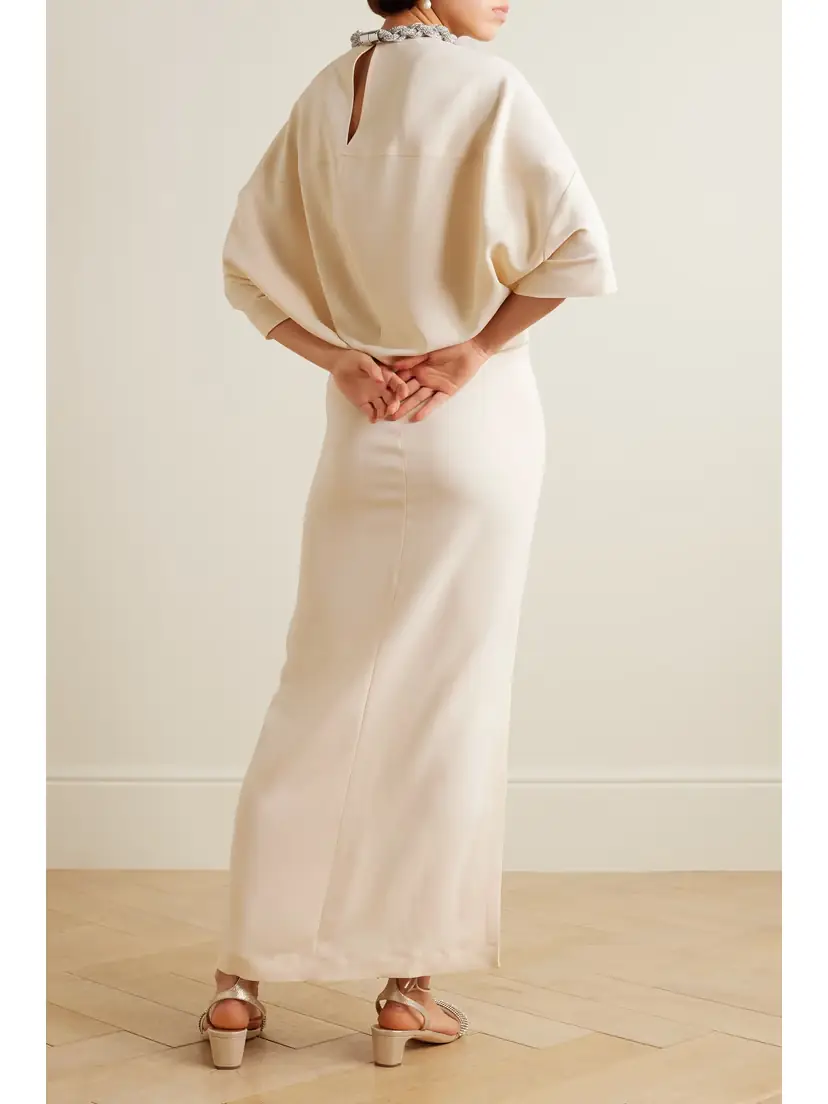 Stella McCartney Falabella Crystal-embellished Paneled Cady Maxi Dress | Thumbnail 4 Stella McCartney Falabella Crystal-embellished Paneled Cady Maxi Dress | Thumbnail 4