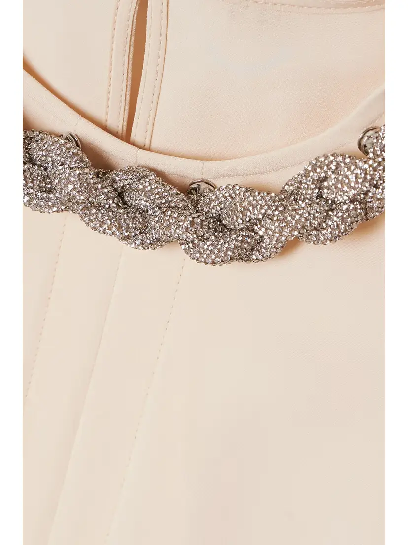 Stella McCartney Falabella Crystal-embellished Paneled Cady Maxi Dress | Thumbnail 5 Stella McCartney Falabella Crystal-embellished Paneled Cady Maxi Dress | Thumbnail 5