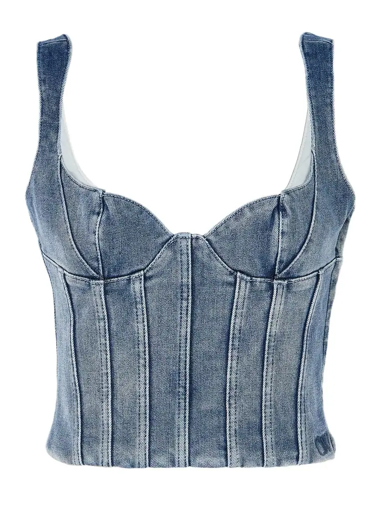 Off-White Cropped Stretch-denim Bustier Top | Image 1 Off-White Cropped Stretch-denim Bustier Top | Image 1