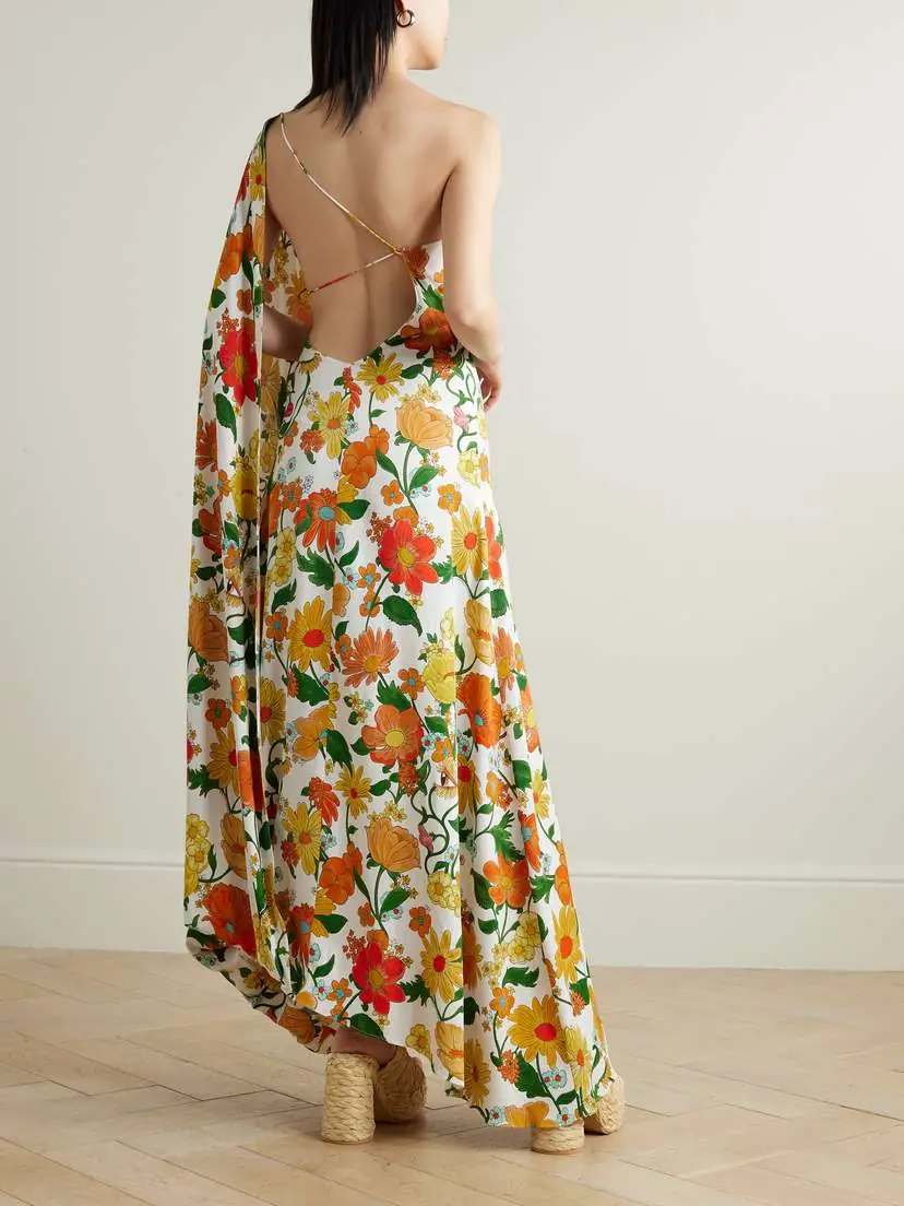 Stella McCartney + Net Sustain One-shoulder Open-back Floral-print Twill Gown | Thumbnail 3 Stella McCartney + Net Sustain One-shoulder Open-back Floral-print Twill Gown | Thumbnail 3