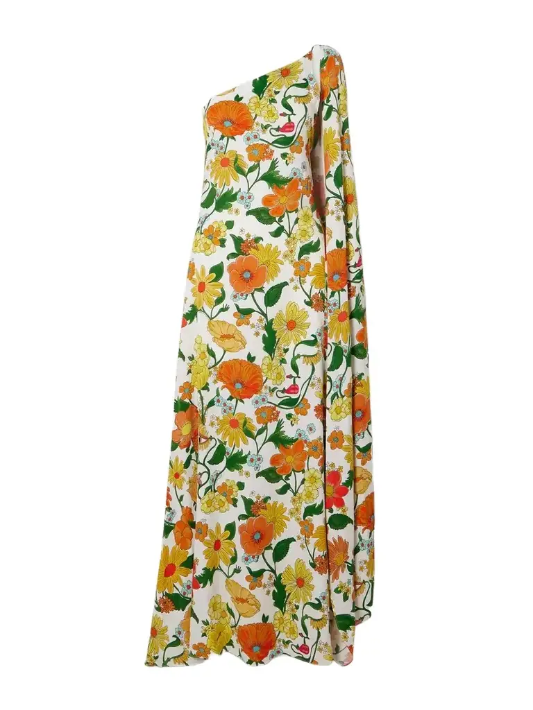 Stella McCartney + Net Sustain One-shoulder Open-back Floral-print Twill Gown | Thumbnail 1 Stella McCartney + Net Sustain One-shoulder Open-back Floral-print Twill Gown | Thumbnail 1