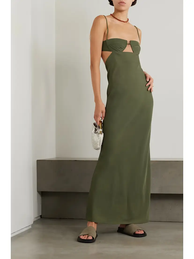 St. Agni + Net Sustain Resort Cutout Twill Maxi Dress - x large | Thumbnail 2