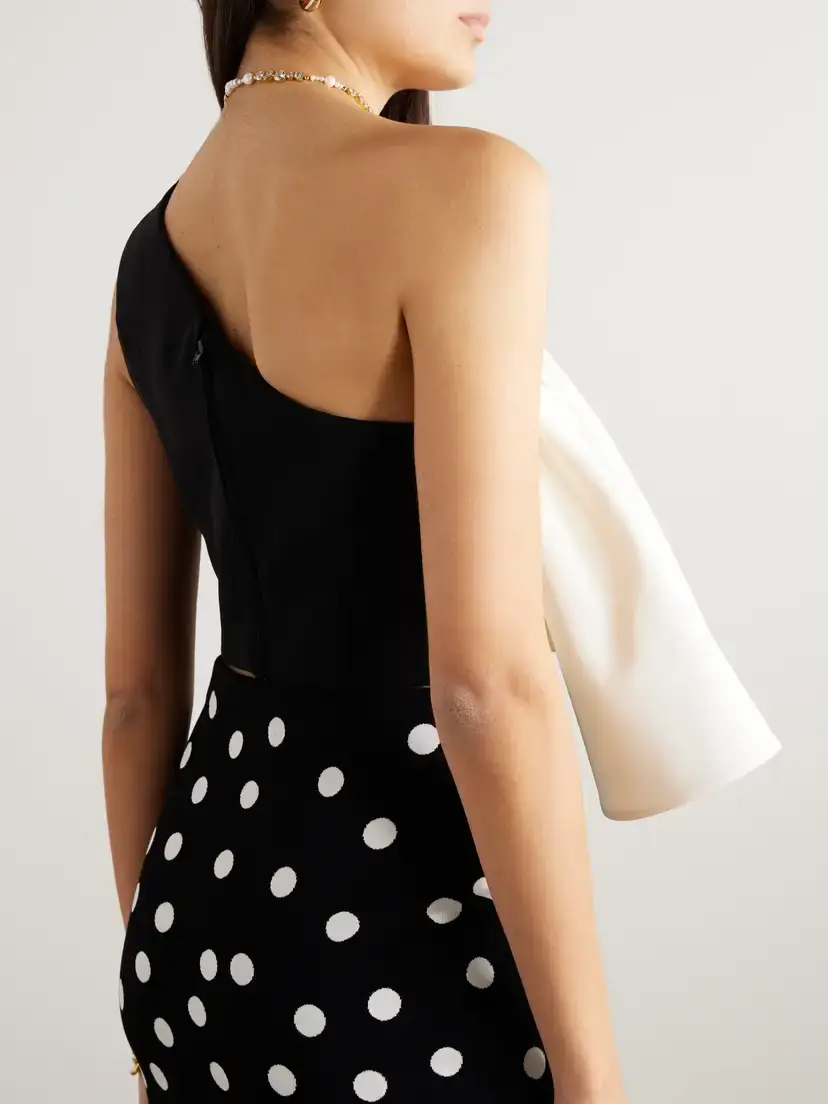 Carolina Herrera Cropped One-shoulder Ruffled Silk-faille Top | Thumbnail 3