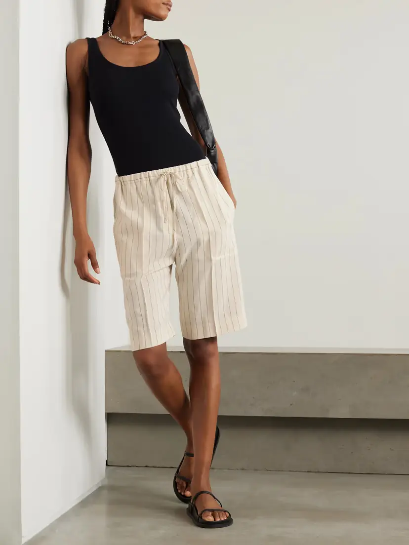 TOTEME Pinstriped Woven Shorts | Thumbnail 2